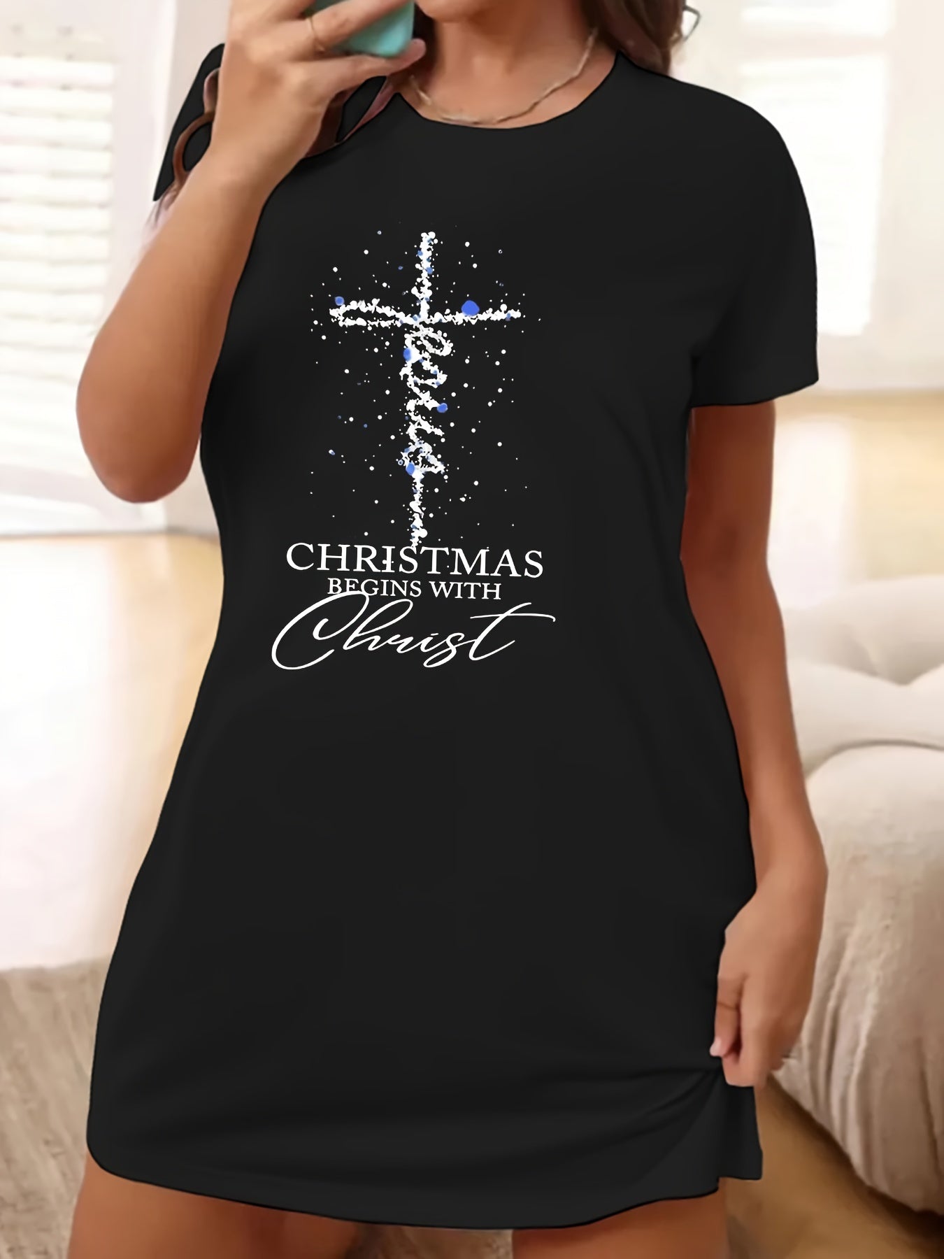  Christmas Casual Dress Women's Plus Tee Dress