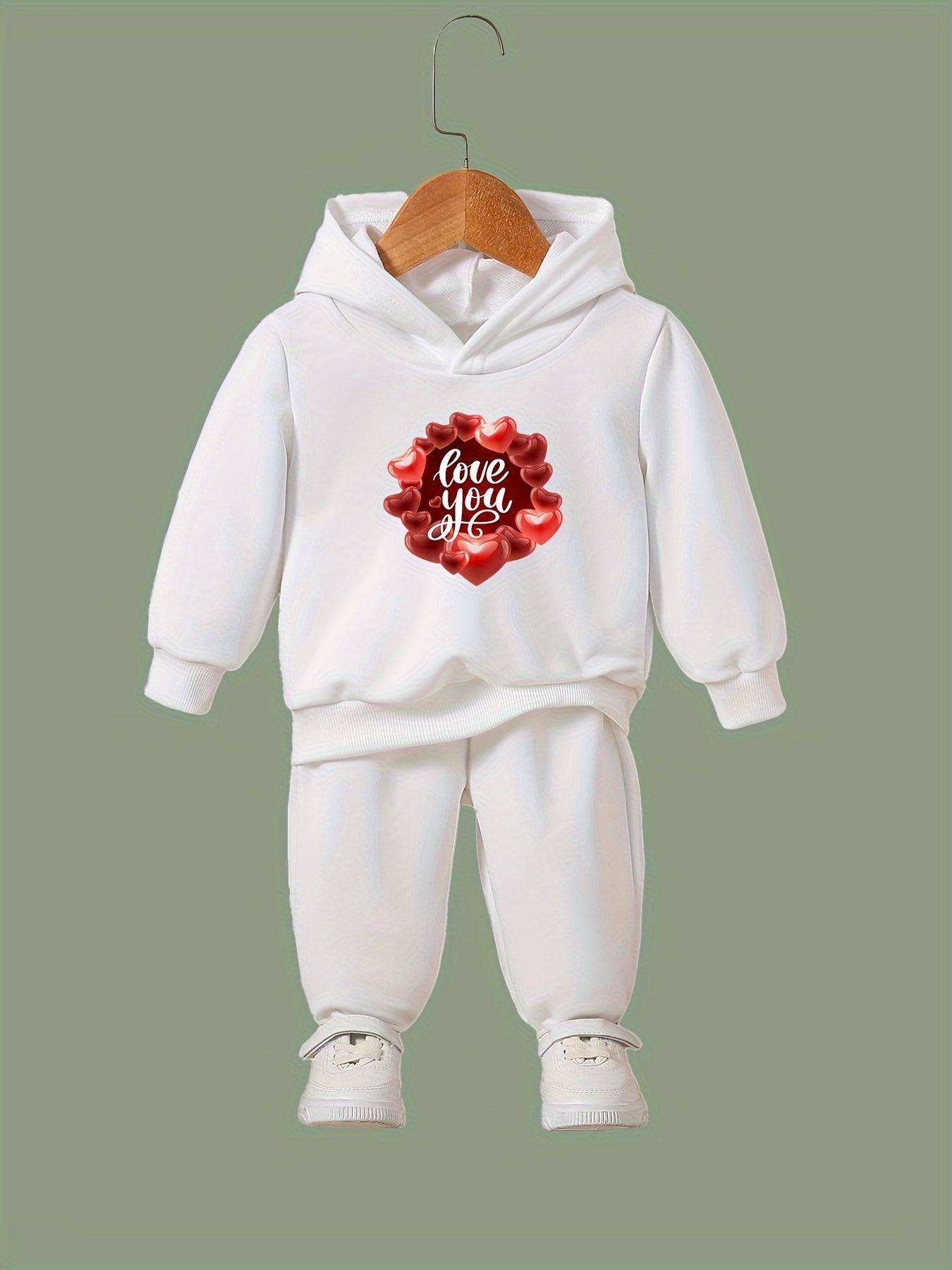 OERYUI LOVE YOU Print Hoodies Pants Set Kids Spring Fall Sports Christmas Gift