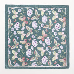Dark Green Butterfly Print Bandana Casual Square Scarf Women Neckerchief
