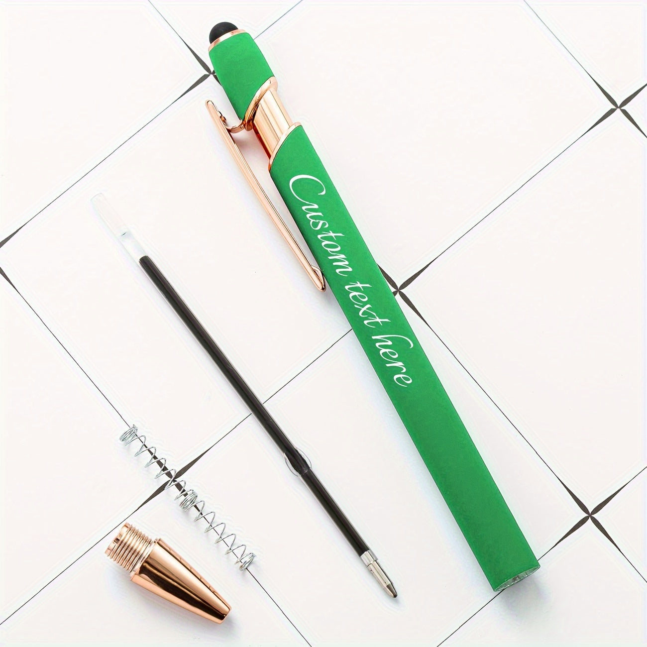 Green Laser Engraved Personalized Capacitor Pen Press Round Ball Pen