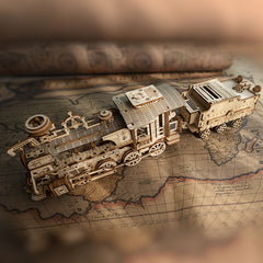 3D Wooden Train Puzzle 1:80 Scale Mechanical Model Kit Brain Teaser DIY Craft