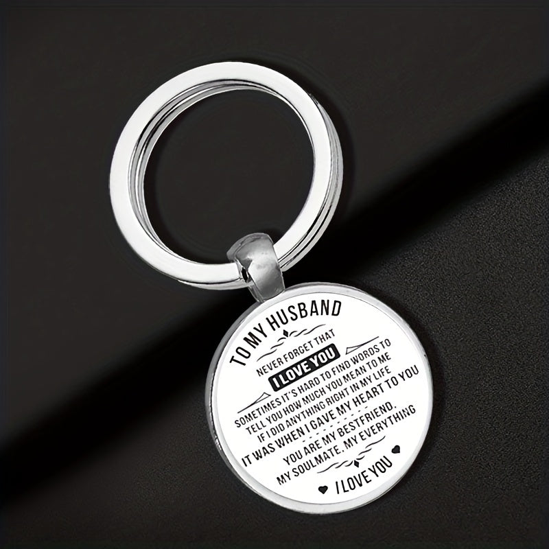 To My Husband I Love You Keychain Metal Key Ring Purse Bag Backpack Car Charm