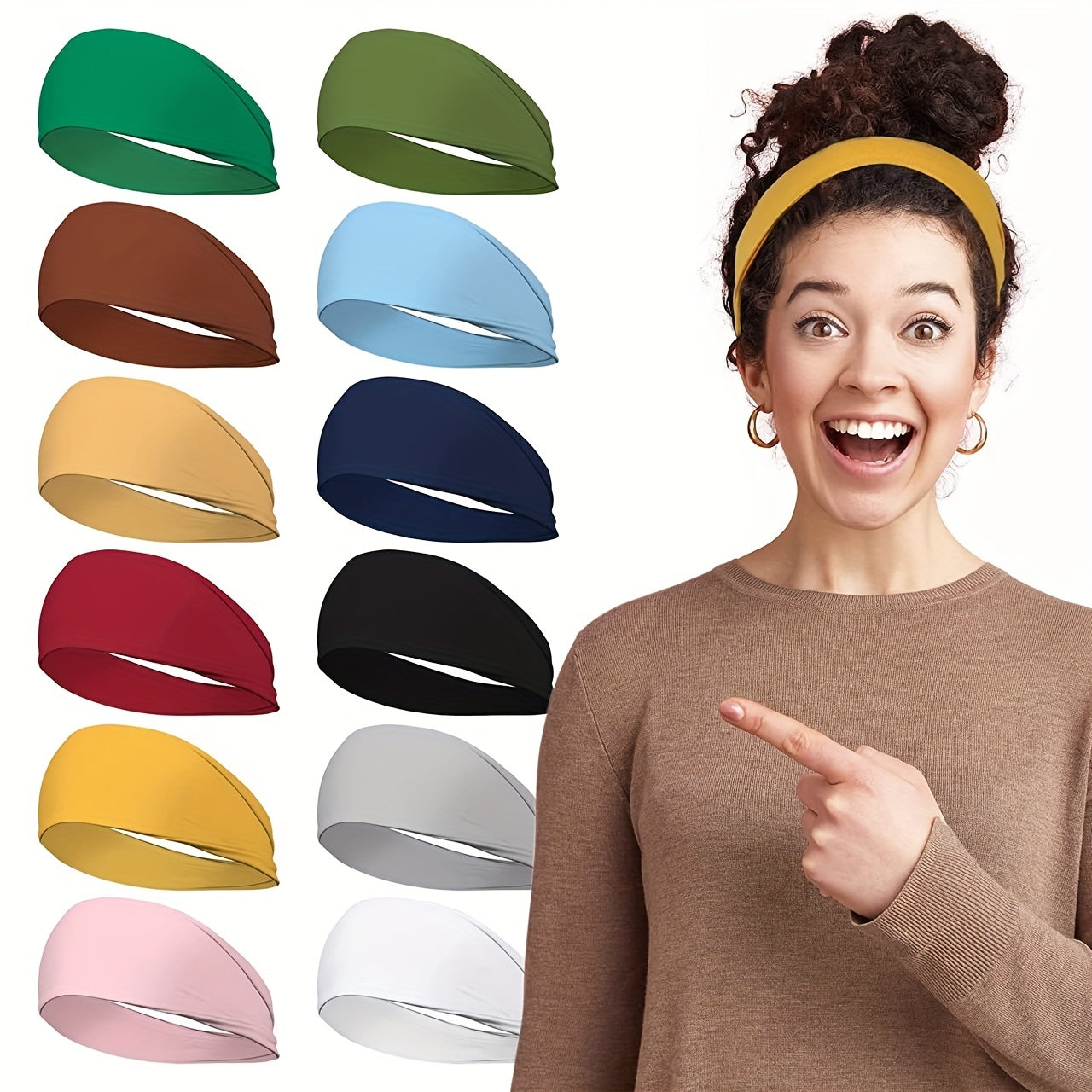 Solid Stretchy Headband Wide Brimmed Head Hoop Elastic Headdress For Women