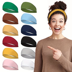 Solid Stretchy Headband Wide Brimmed Head Hoop Elastic Headdress For Women