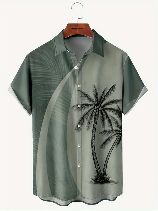 Coconut Tree Graphic Short Sleeve Shirt for Men