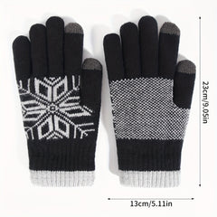 Christmas Snowflake Plush Gloves Touch Screen Warm Knitted Full Finger