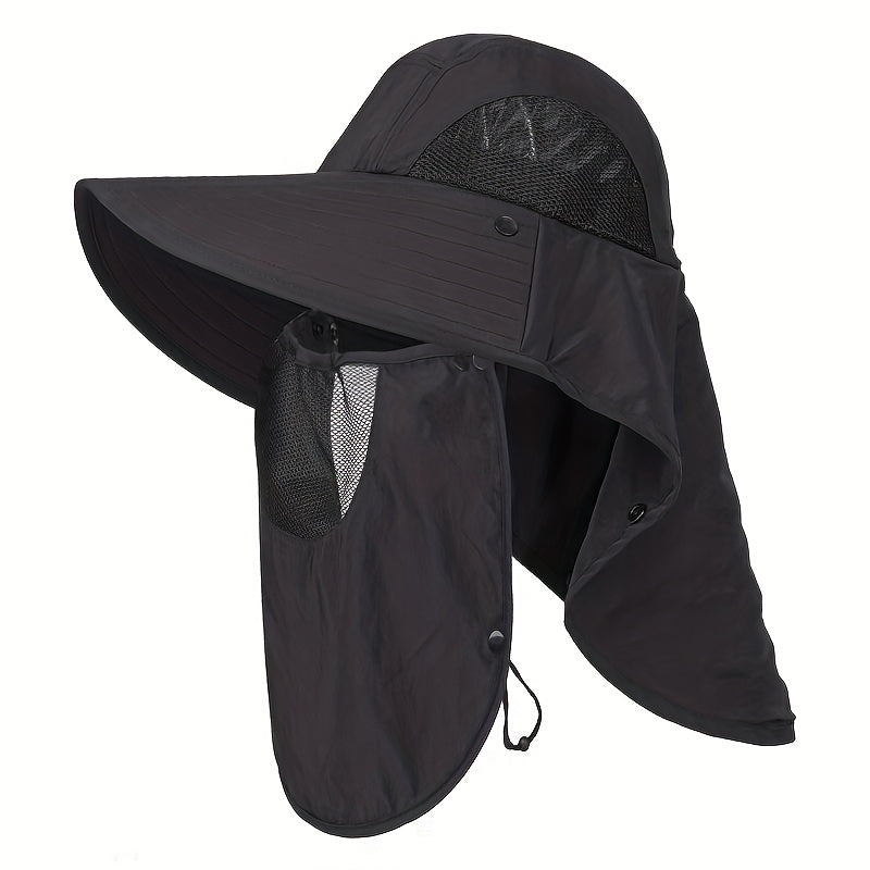 Men's Summer Wide Brim Face Covering Cape Hat