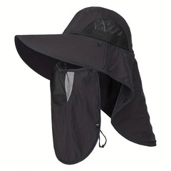 Men's Summer Wide Brim Face Covering Cape Hat