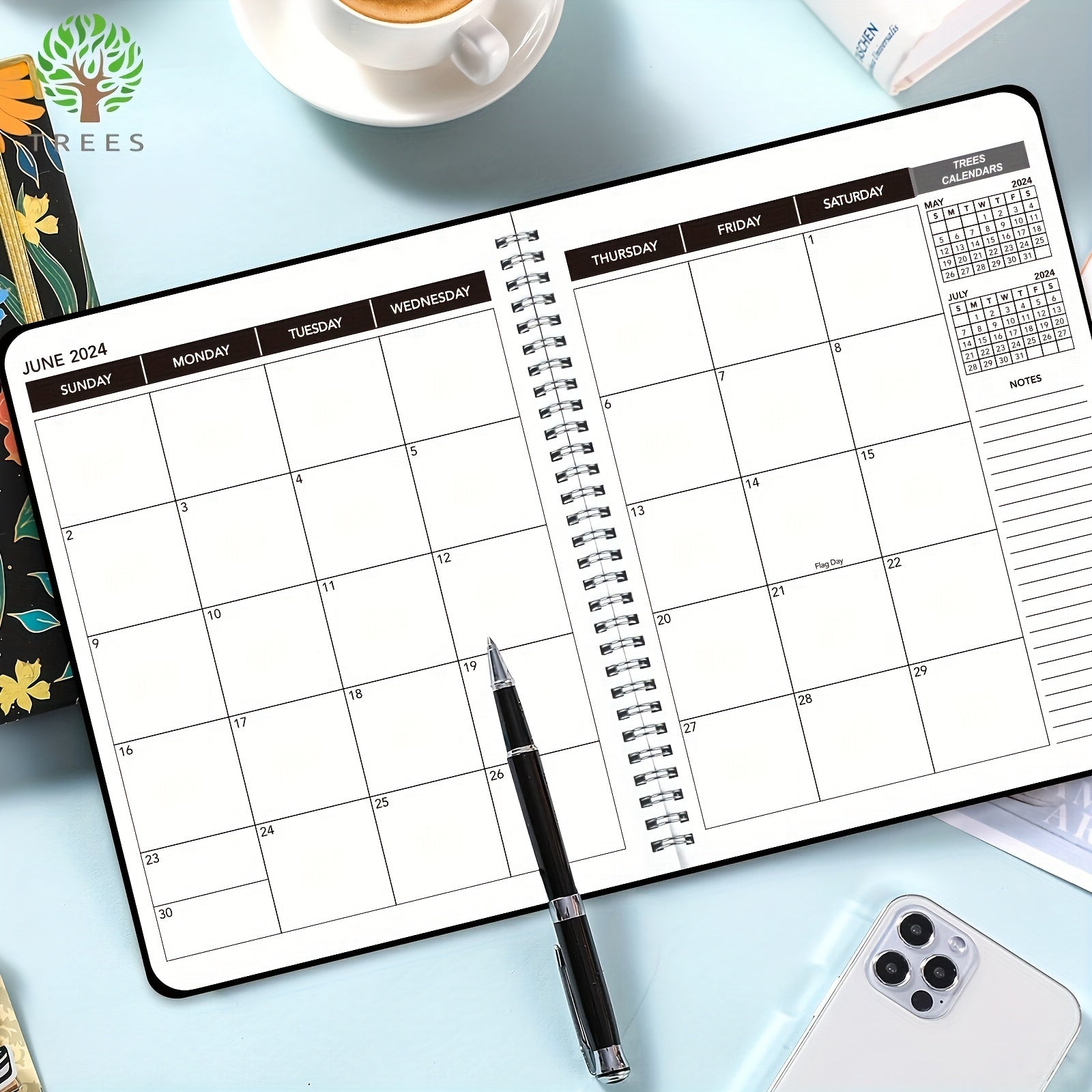 Trees 1pc Monthly Planner Calendar 2 Year Weekly Monthly Planner