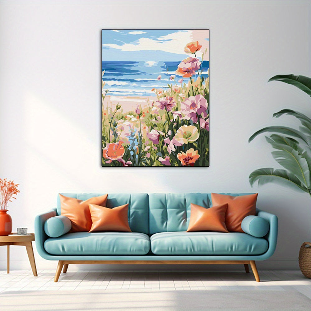 Beach Poppy Painting Kit for Adults - Acrylic Paint Set with Brushes and Hooks