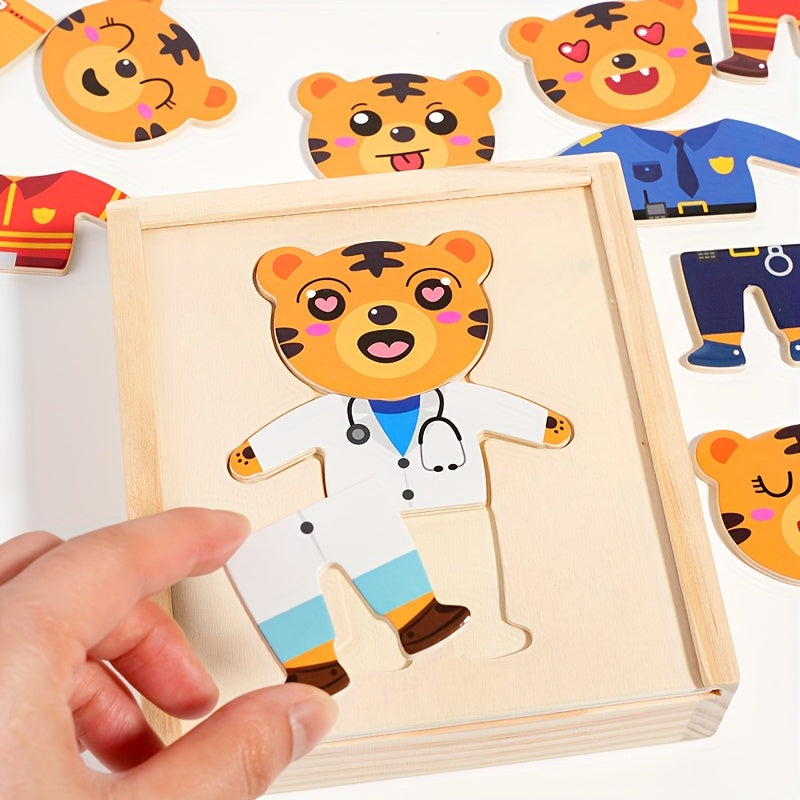 Little Bear Dress Up Game Wooden Toy