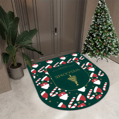 Christmas Pattern Rubber Fabric Non-slip Rug