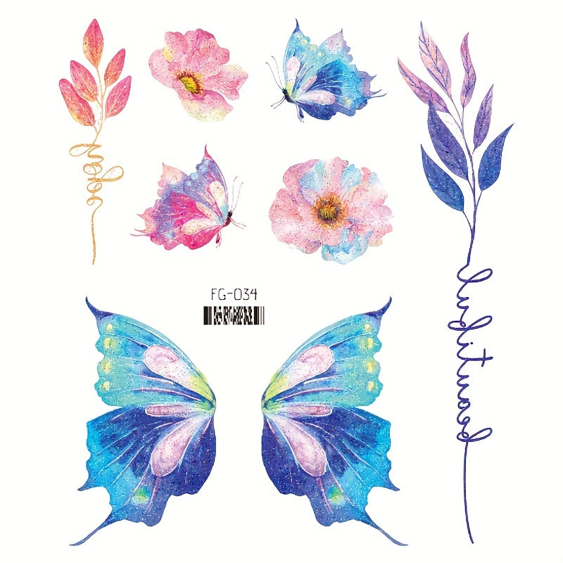 Butterfly & Dream Wing Glitter Tattoo Stickers for Eye Makeup Festivals Parties