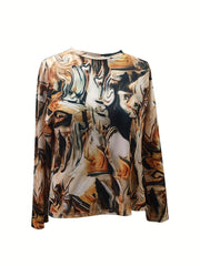  Fluid Print Top & Pants 2 Piece Set