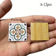 Dollhouse Mini DIY Bathroom Tile Floor Miniatures Decorative Living Room Floor