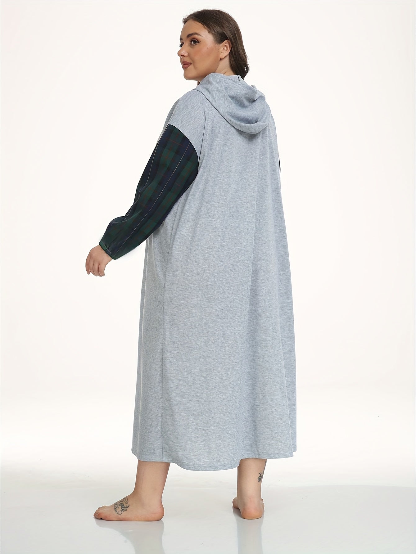  Snowflake Slogan Print Hooded Sleep Dress