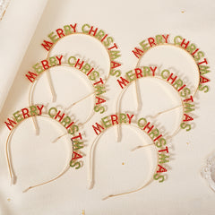 Christmas Headband Set with Rhinestone Letters for Holiday Parties