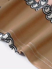  Casual Skirt Chain Print Drawstring Slim Fit Skirt