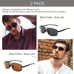 Men's Vintage Square Frame Polarized Sunglasses for Outdoor Cycling