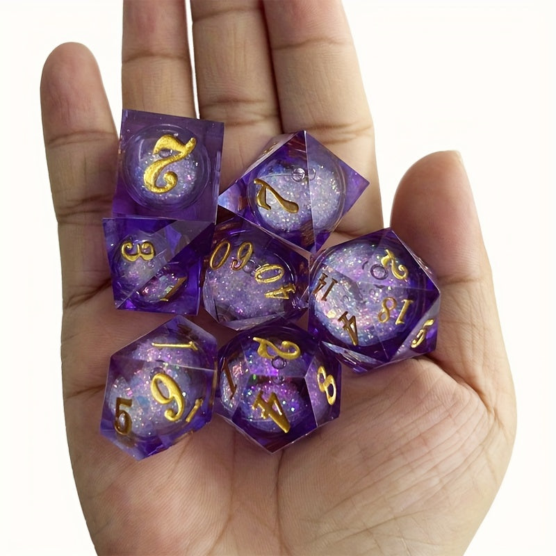 7pcs Resin Liquid Dice Desktop Game Accessories Mini Dice Game Punishment