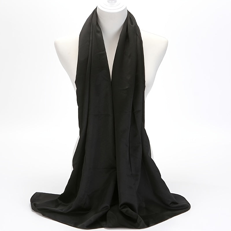 Solid Satin Scarf Silk Head Scarf Shawl Women Casual Windproof