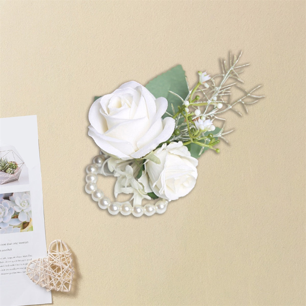 Wrist Corsage & Boutonniere Set for Wedding