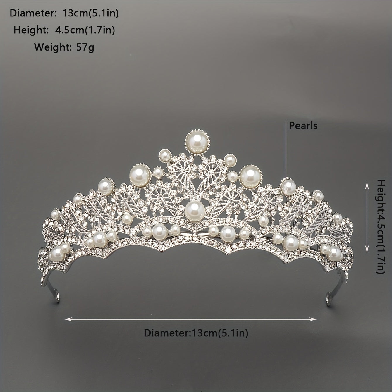 Bridal Tiara Headband Faux Pearl Rhinestone Crown