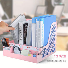 12pcs File Storage Container Desktop File Holder File Storage Box