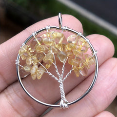7 Charka Stone Tree Of Life Pendant Crystal Beads Energy Amulet