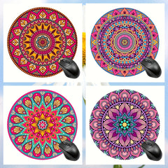 Floral Patterns Mouse Pad Round Non-slip Rubber Mouse Mat