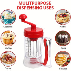 Hand Crank Pancake Batter Dispenser with 12 Silicone Muffin Cups