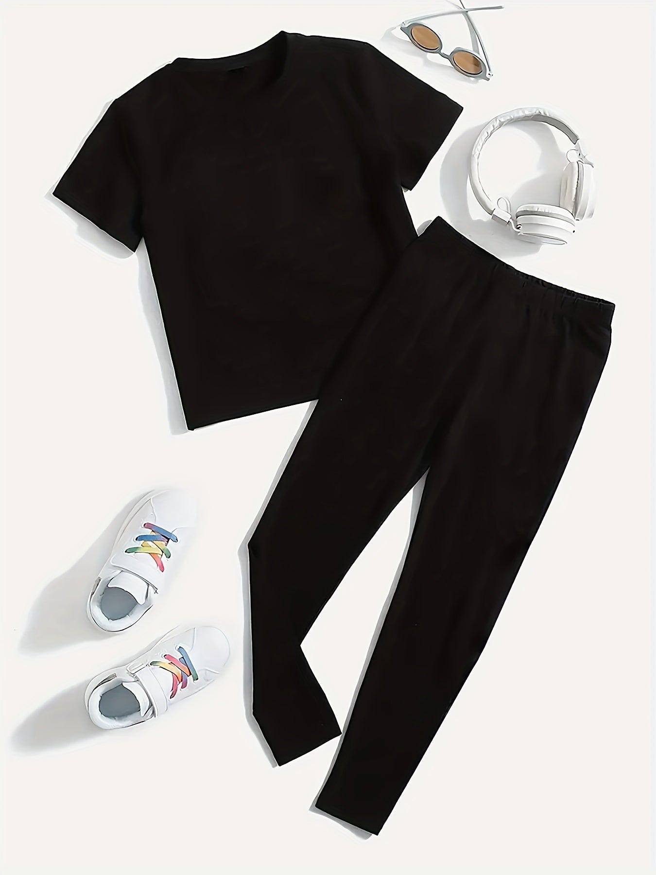 Women's Plus Size Cartoon Santa Claus Tee & Leggings Outfit Set
