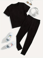 Women's Plus Size Cartoon Santa Claus Tee & Leggings Outfit Set