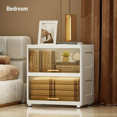 Plastic Storage Cabinet w/ Doors & Lids Easy Assembly Stackable Storage Bin