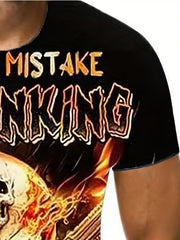 Skull 3d Print Men's T shirt Autumn Tee
