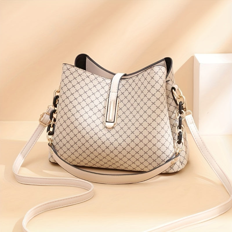 Plaid Pattern Bucket Bag Crossbody Purse