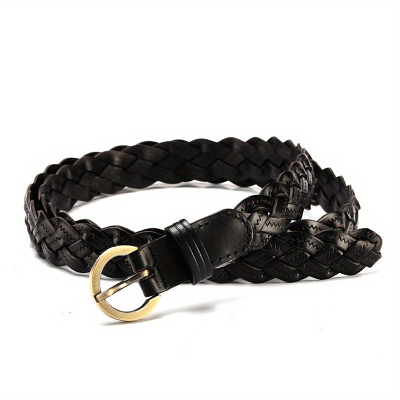 Vintage Braid Leather Belt Punk Solid Jeans Pants Belt For Women