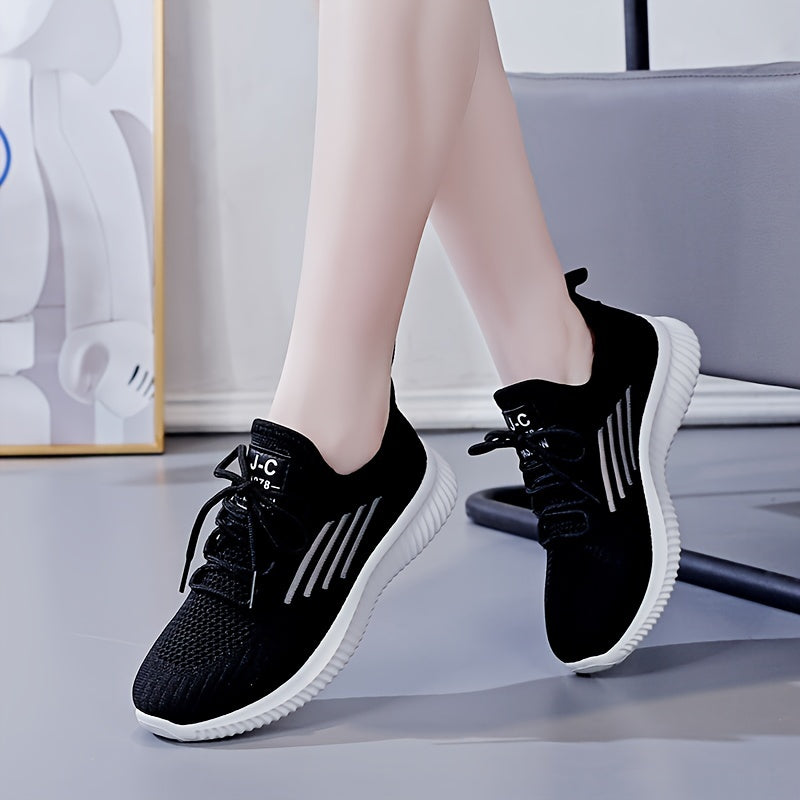Women's Breathable Lace-up Athletic Running Shoes Mesh Sneakers