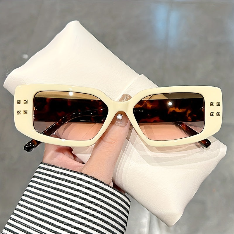 Y2K Square Cat Eye Sunglasses Rivet UV400 Sun Shades