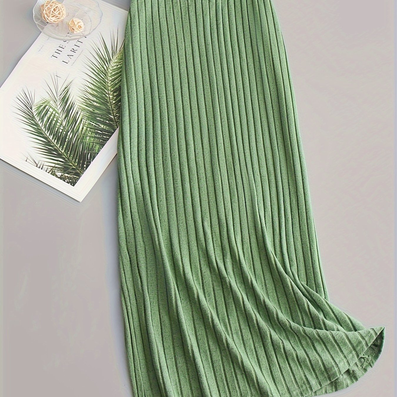  Solid Ribbed All Match Skirt