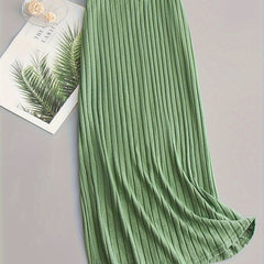  Solid Ribbed All Match Skirt