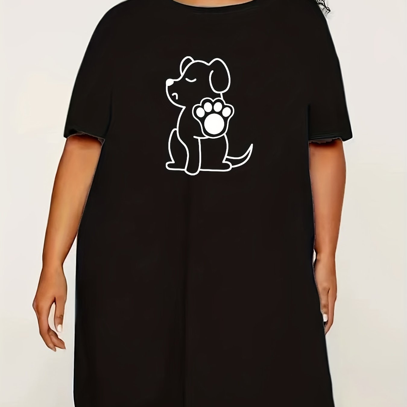 Dog Print Sleep Dress, Short Sleeve Nightdress