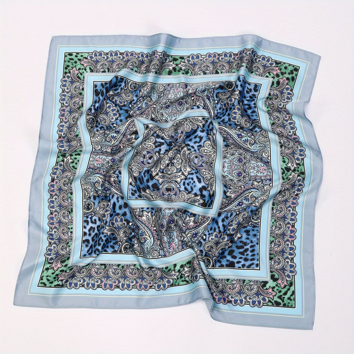 Leopard Paisley Print Bandana Satin Square Scarf Head Wraps Neckerchief