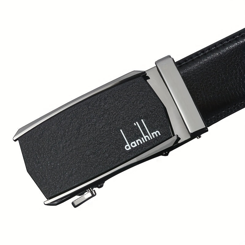 Men's Leather Auto Buckle Belt - Casual Style Black
