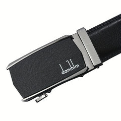 Men's Leather Auto Buckle Belt - Casual Style Black