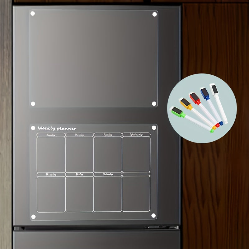 2pcs Acrylic Magnetic Dry Erase Board Calendar For Fridge