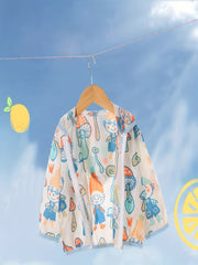 Kid's Hooded Sun Protect Jacket Happy Face Print Coat