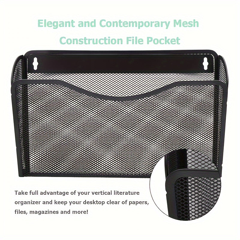 Metal Mesh Pockets Hanging File Organizer Wall File Holder Rack