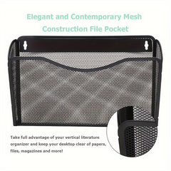Metal Mesh Pockets Hanging File Organizer Wall File Holder Rack