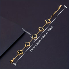 Lucky Clover Flower Pendant Necklace Gold Stainless Steel Adjustable Chain